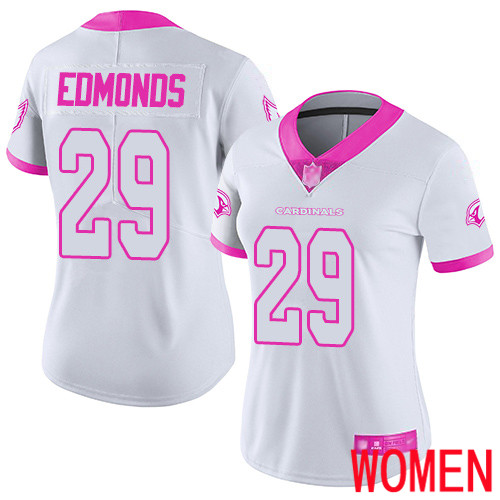 Arizona Cardinals Limited White Pink Women Chase Edmonds Jersey NFL Football #29 Rush Fashion